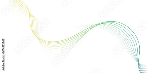 Abstract dynamic flowing wave pattern lines with a gradient of Creating Flowing Motion colors on a clean white background.