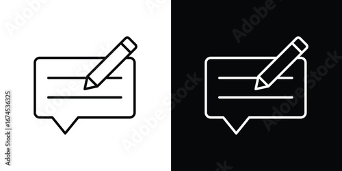 Write comment icon design template with outline style