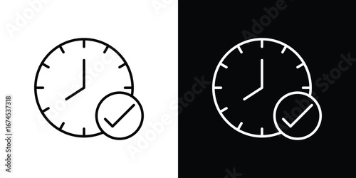 Time check icon design template with outline style