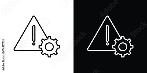 Technical warning icon design template with outline style
