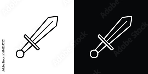 Sword icon design template with outline style