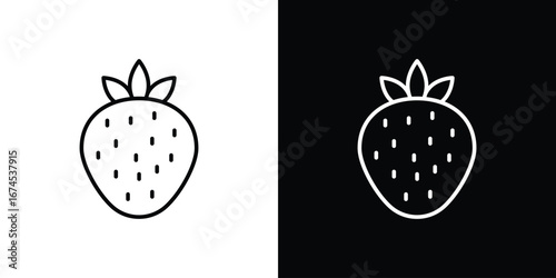 Strawberry icon design template with outline style