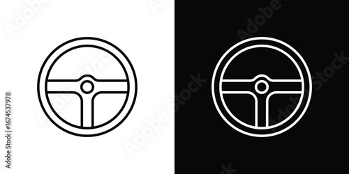 Steering wheel icon design template with outline style