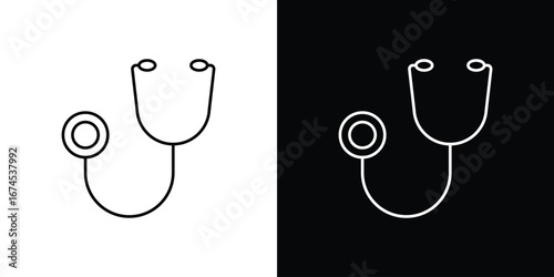 Stethoscope icon design template with outline style