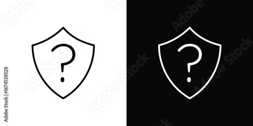 Shield interrogation icon design template with outline style
