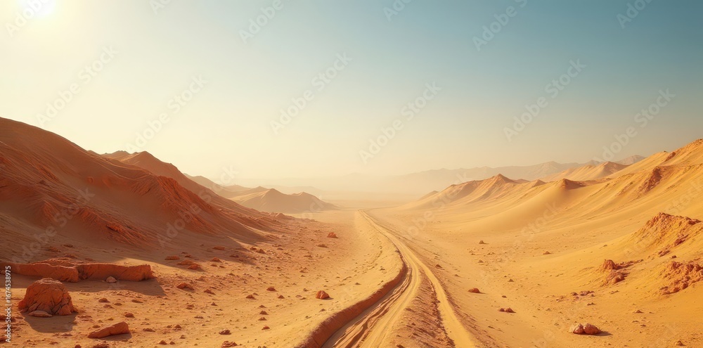 Naklejka premium Fine, dry, earth dust drifts across barren landscape , environment, isolated