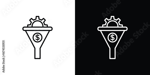 Sales funnel icon design template with outline style