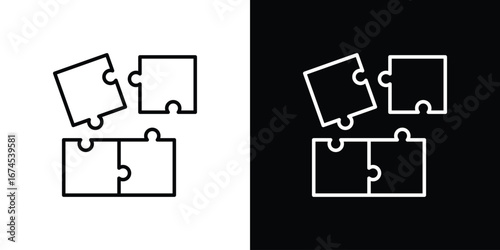 Puzzle icon design template with outline style