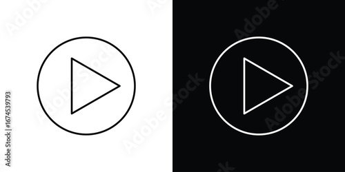 Play icon design template with outline style