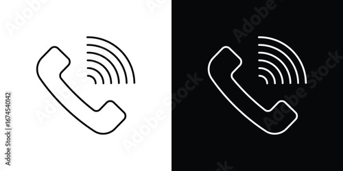 Phone call icon design template with outline style