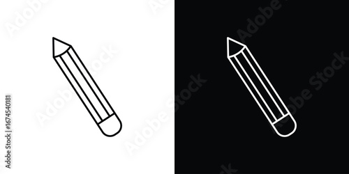 Pencil icon design template with outline style