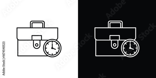 Office time icon design template with outline style