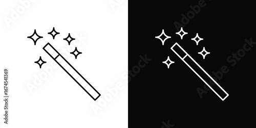 Magic wand icon design template with outline style
