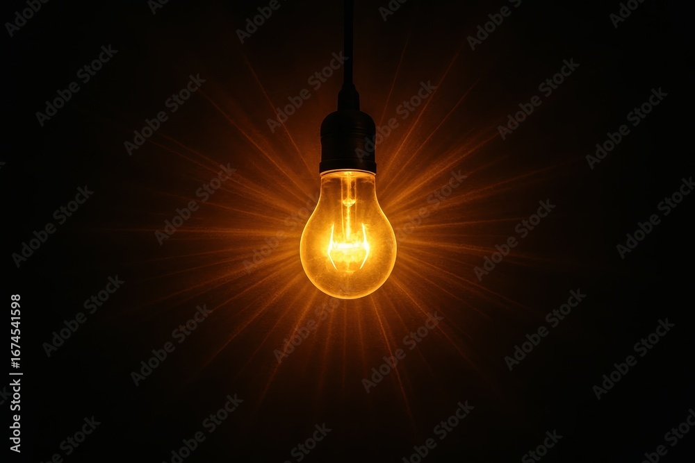 custom made wallpaper toronto digitalIlluminated light bulb glowing brilliantly against dark background symbolizing innovation, creativity, and breakthrough technological concepts