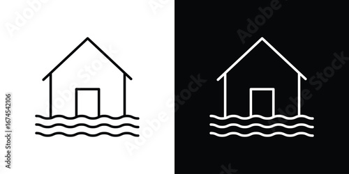 House flood icon design template with outline style