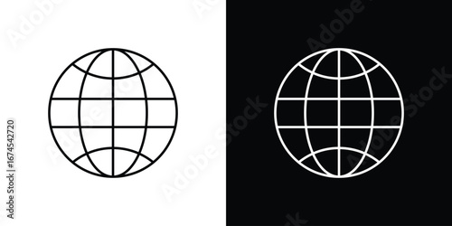 Globe icon design template with outline style