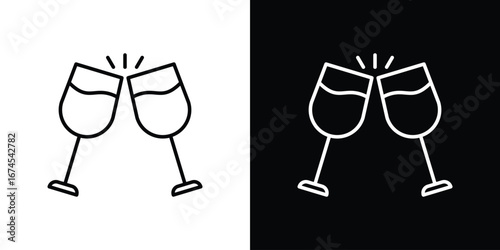 Glass-cheers icon design template with outline style