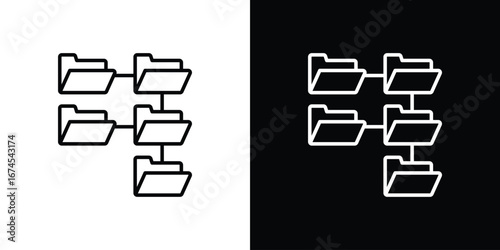 Folder tree icon design template with outline style