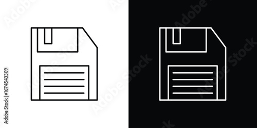 Floppy disk icon design template with outline style
