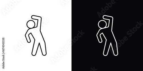 Fitness exercise icon design template with outline style