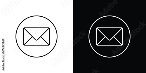 Envelope icon design template with outline style