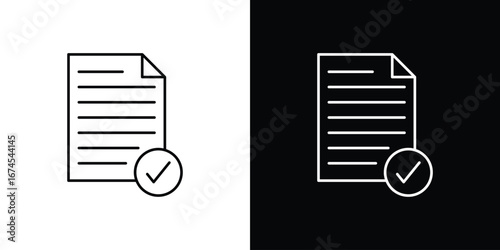 Document accept icon design template with outline style