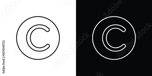 Copyright icon design template with outline style