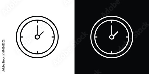 Clock two icon design template with outline style
