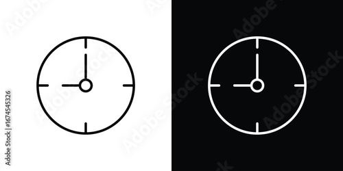 Clock nine icon design template with outline style