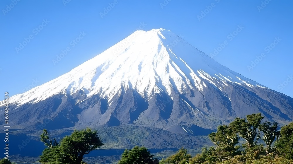 Fototapeta premium Majestic Snow Capped Mountain Peak Landscape