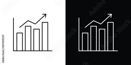 Chart histogram icon design template with outline style