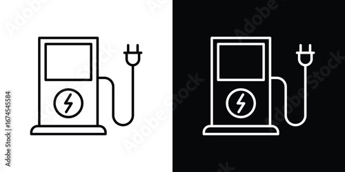 Charging station icon design template with outline style
