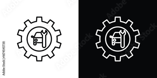 Car mechanic icon design template with outline style