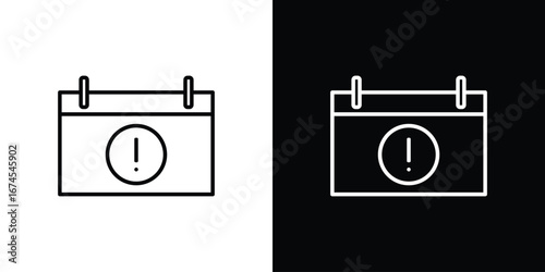 Calendar exclamation icon design template with outline style