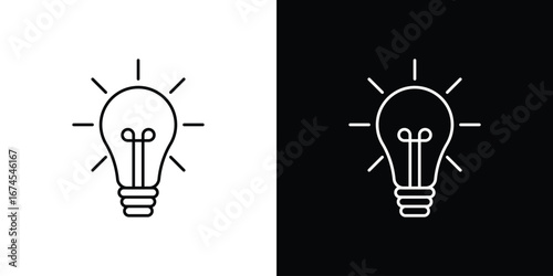 Bulb icon design template with outline style