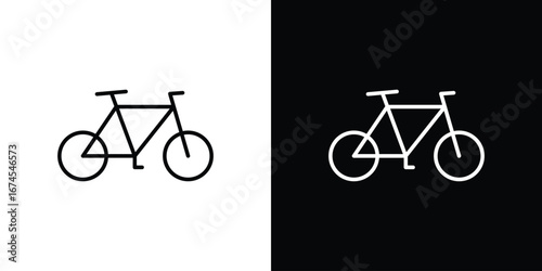 Biking mountain icon design template with outline style