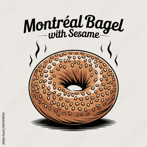 Montréal Sesame Bagel Illustration Canadian Icon