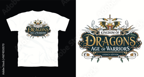 Kingdom of dragons, Age of warriors– motivational typography t-shirt design inspiring hustle mindset, confidence, and determination, perfect for fitness lovers and daily motivation apparel
