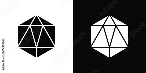 Dice d20 icon. filled flat sign for mobile concept and web