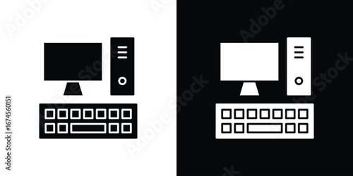 Computer icon. filled flat sign for mobile concept and web