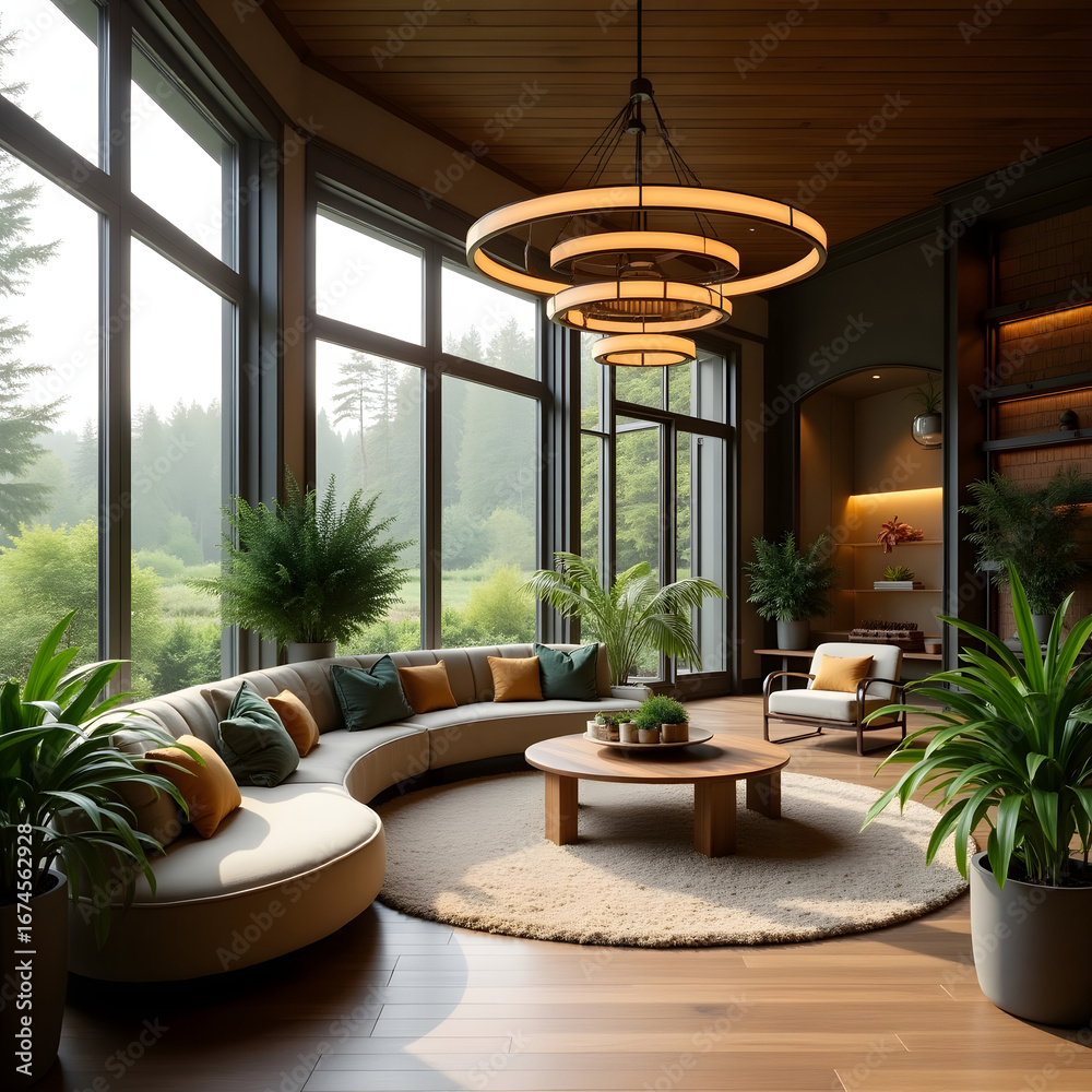 Fototapeta premium modern living room, modern living room with sofa, modern living room with garden furniture, modern living room, modern living room on transparent background, modern living room with a view