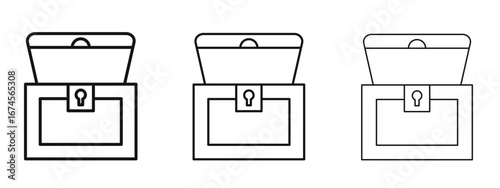 Treasure chest icon in linear versions. Editable line