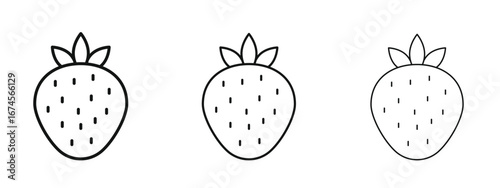 Strawberry icon in linear versions. Editable line
