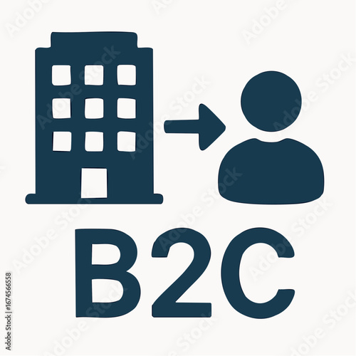 Business to consumer icon showing a building transforming to a person
