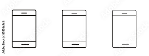 Smartphone icon in linear versions. Editable line