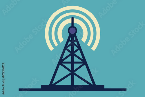 Cell Phone Tower icon of silhouette vector illustration