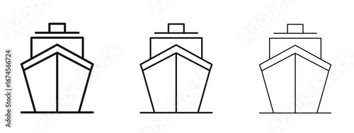 Ship icon in linear versions. Editable line