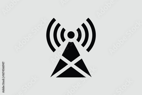 Cell Phone Tower icon of silhouette vector illustration
