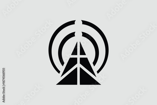 Cell Phone Tower icon of silhouette vector illustration