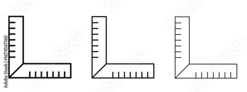 Ruler combined icon in linear versions. Editable line